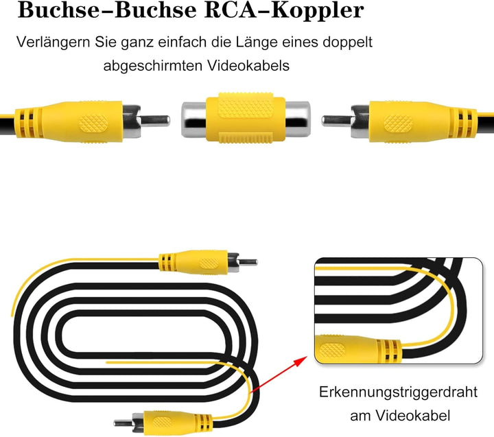 10M Rückfahrkamera-Verlängerungskabel, verbessertes doppelt abgeschirmtes RCA-Videokabel für Monitor