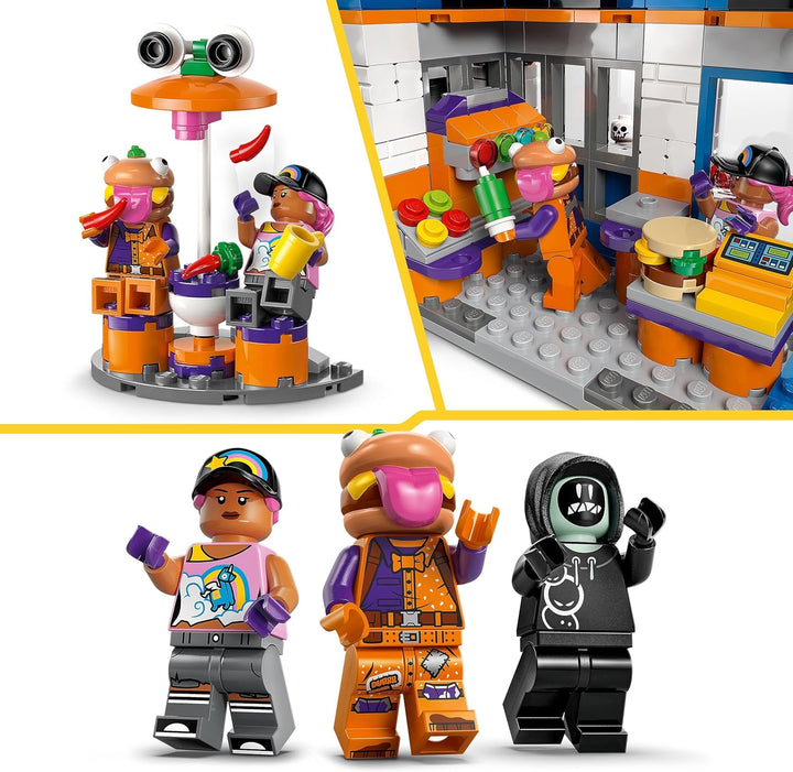 LEGO Fortnite Durrr Burger Restaurant - Gaming Spielzeug mit Strandbomber, Beefboss, Schmierfink und