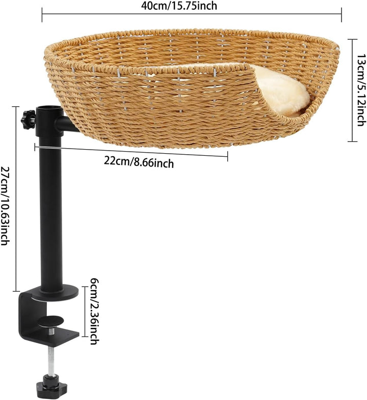 Hängebett für Katzen, Katzenbett Schreibtisch, Katzenplattform mit 360° Drehung &amp; Höhenverstellbar,