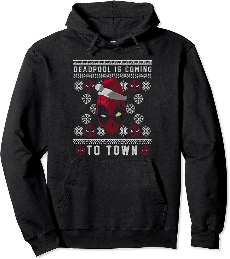 Marvel Deadpool Coming To Town Ugly Christmas Pullover Hoodie