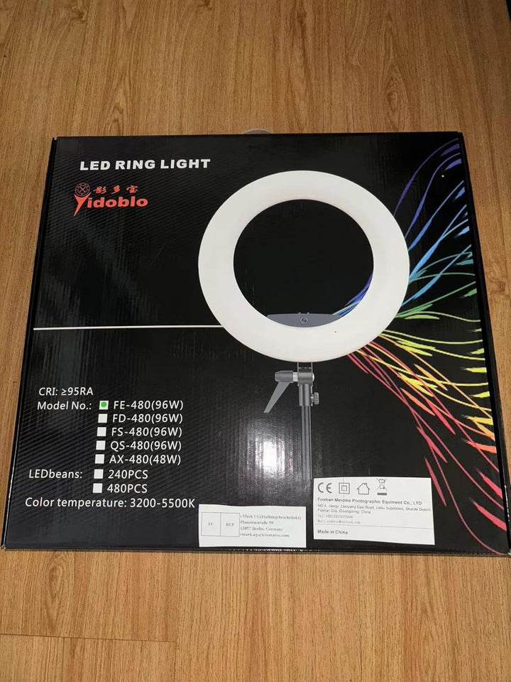 Yidoblo 18-Zoll-Ringlicht mit Stativ YouTube LED TikTok Ringlicht-Kit Farbtemperatur 3200K bis 5500K