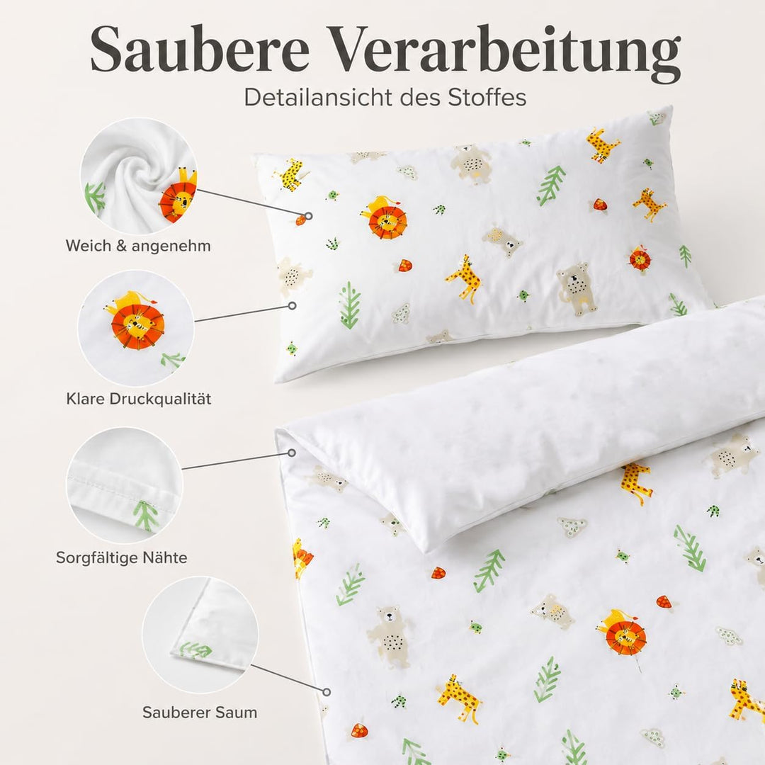 various Wendbare Babybettwäsche-Sets (60 x 120 cm), 100% Baumwolle, bestehend aus Bettbezug und Kiss