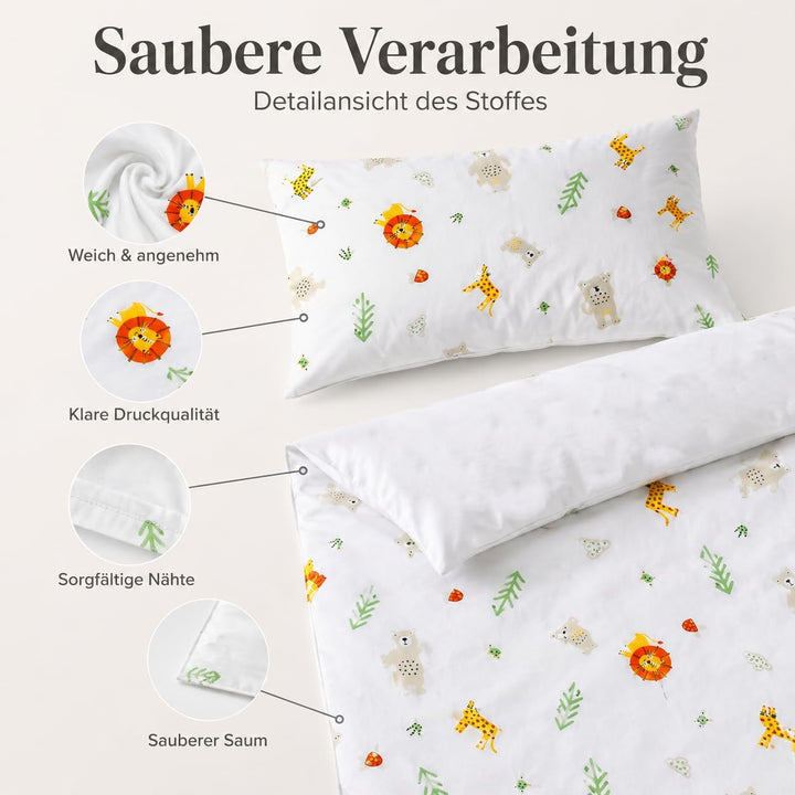 various Wendbare Babybettwäsche-Sets (60 x 120 cm), 100% Baumwolle, bestehend aus Bettbezug und Kiss
