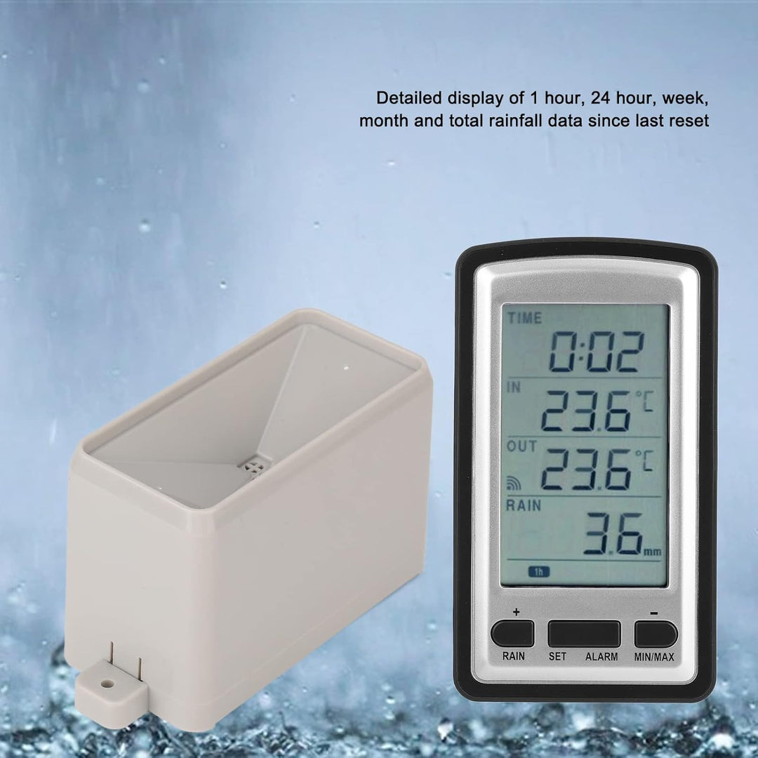 Qcwwy Drahtloser Regenmesser, Digitaler Drahtloser Regenmesser mit RCC-Regenwetterstation, Temperatu