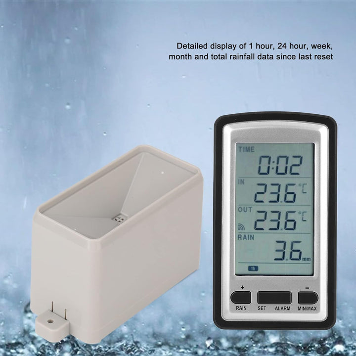 Qcwwy Drahtloser Regenmesser, Digitaler Drahtloser Regenmesser mit RCC-Regenwetterstation, Temperatu