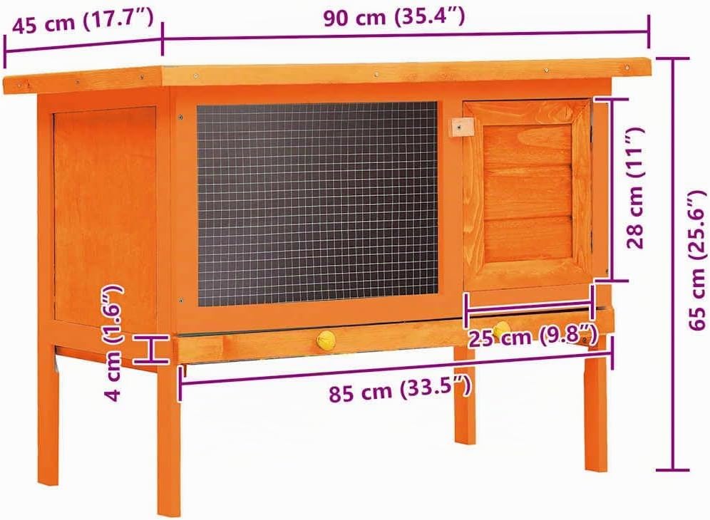 vidaXL Holz Kaninchenstall 1 Ebene Hasenstall Kleintierstall Kaninchenkäfig Messingfarben, Messingfa