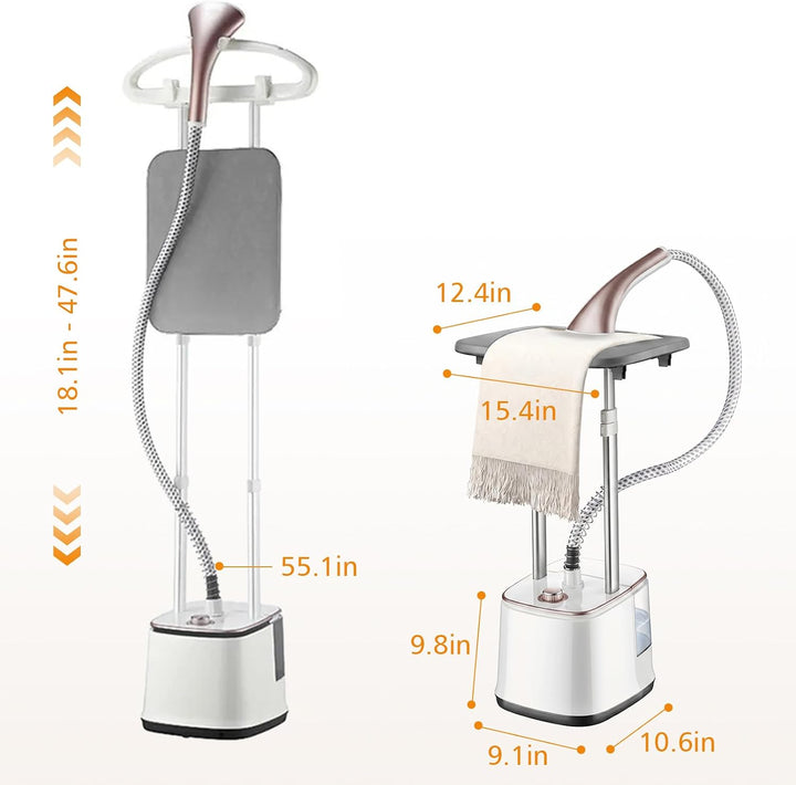 Dampfglätter Vertikaler Steamer, 2-in-1 Stand Dampfglätter mit Bügelbrett, 2000W Dampfbügelstation &