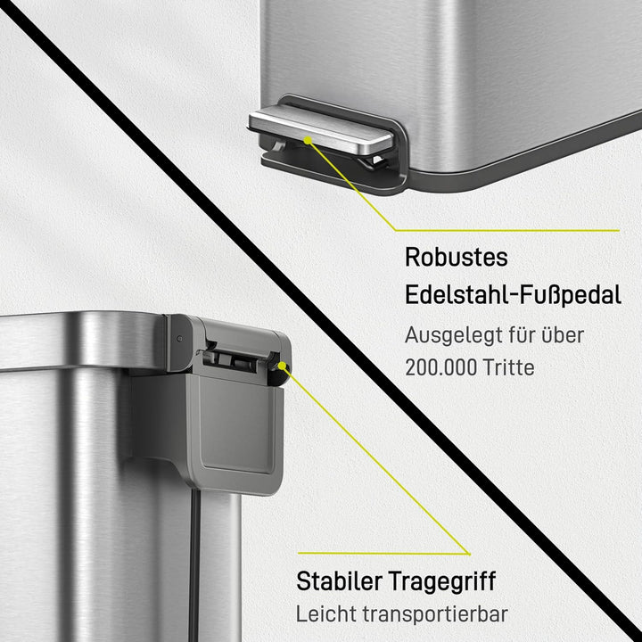 EKO Hudson 50 L Mülleimer mit Soft-Close-Deckel, schlanker Abfalleimer für Küche oder Zuhause, platz