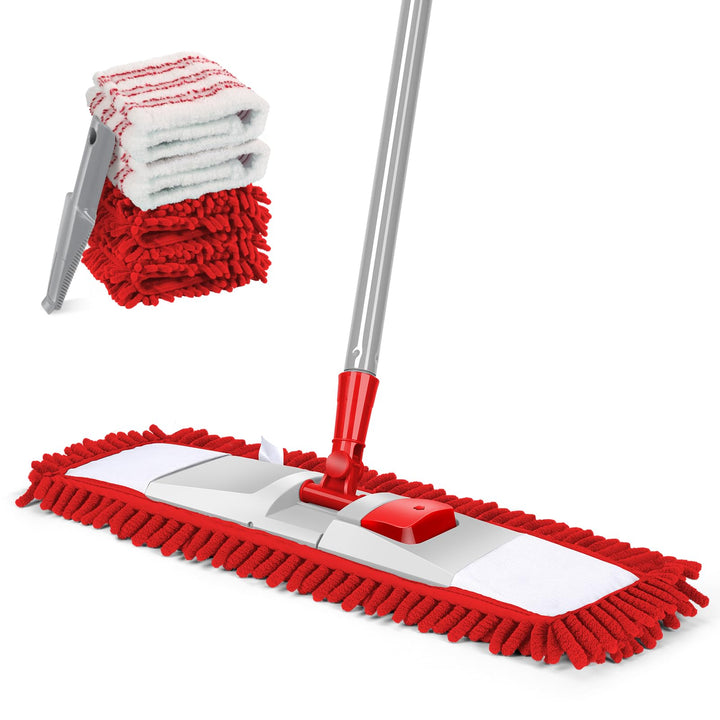 Masthome Wischmopp,Bodenwischer Set mit 4 Wischpads,Chenille Wischmopp mit 128cm Griff,Mikrofaser Wi