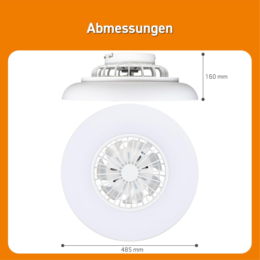 Proventa LED Deckenleuchte mit Ventilator RGB Farbwechsel 39W 3300lm Ø49cm Fernbedienung Deckenventi