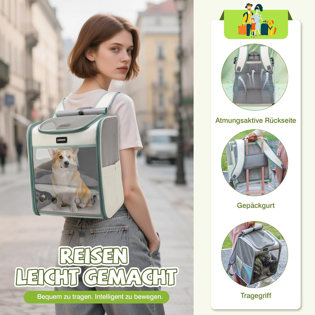 ALLSOPETS Katzenrucksack grosse Katzen, Faltbarer Hunde- und Katzen Rucksack, Atmungsaktive Tragetas