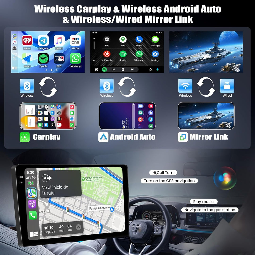 CAMECHO 4+128G 9 Zoll Android 15 Autoradio für Mercedes Benz Smart 453 Fortwo 2014-2020, Benz Navi R