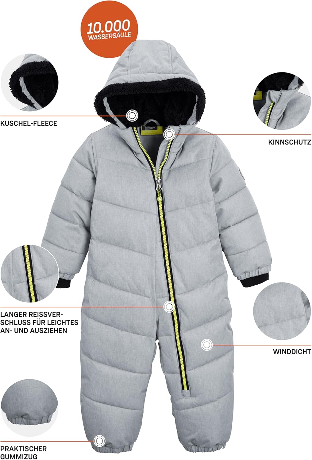 Killtec Unisex Kinder Karter Mini Overall In Daunenoptik Mit Kapuze 98-104 rauchblau, 98-104 rauchbl