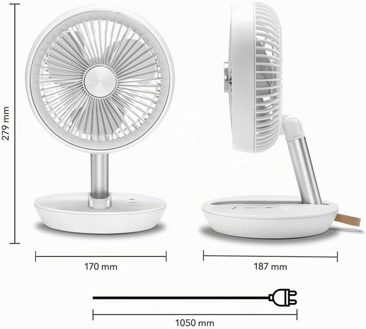 TROTEC TVE 2 W Akku-Tischventilator Leiser Mini-Ventilator, 25 W, 2 Stufen | 360° drehbar, ideal für