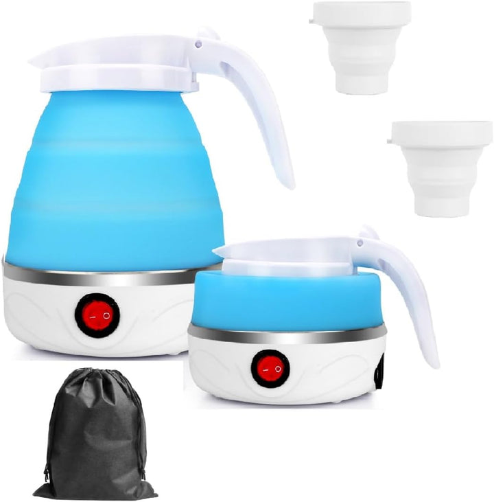 RANJIMA Wasserkocher Faltbarer Elektrisch, 0.6L Camping Faltbarer Wasserkessel Mini Wasserkocher für