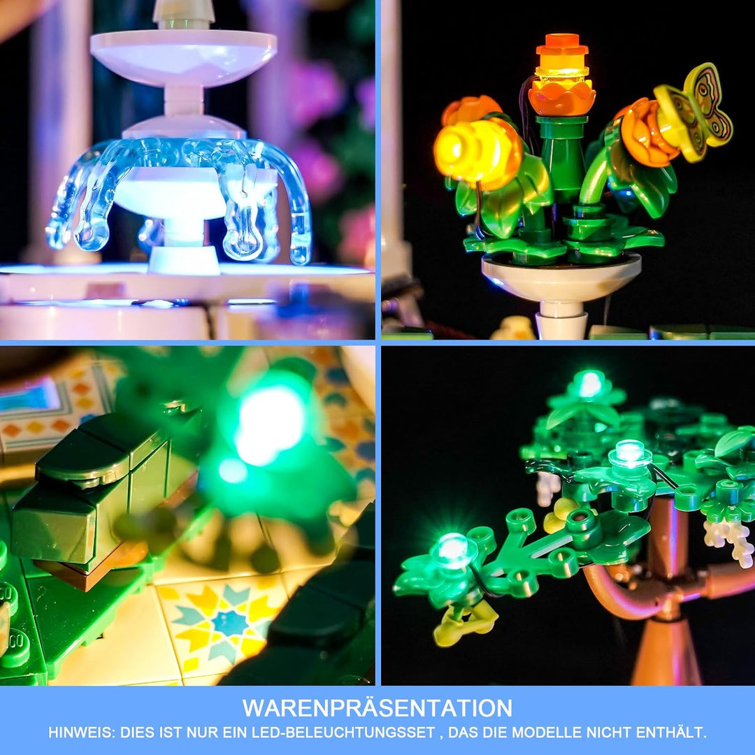 Licht Set Kompatibel mit Lego Springbrunnengarten Fernbedienung, Nur Lichter Set - Kein Modell, Lich