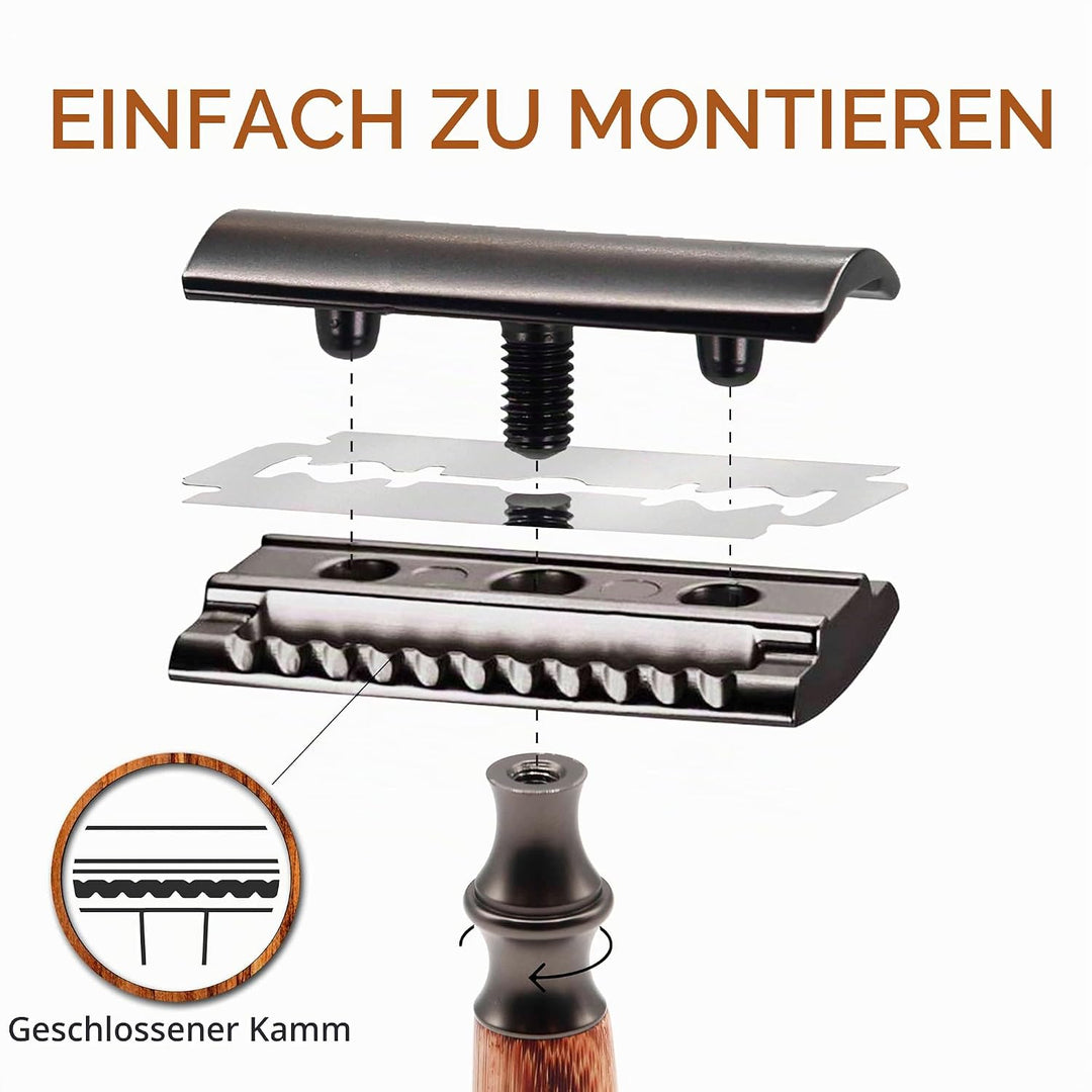 Rasierhobel Damen Und Herren | Safety Razor mit Bambusgriff | Nassrasierer Damen Und Herren | Rasier