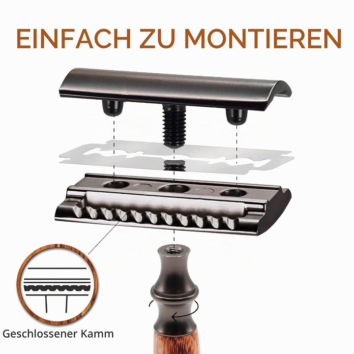 Rasierhobel Damen Und Herren | Safety Razor mit Bambusgriff | Nassrasierer Damen Und Herren | Rasier