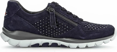 Gabor Damen Low-Top Sneaker, Frauen Halbschuhe,Wechselfussbett 37 EU Blau Dark Blue, 37 EU Blau Dark