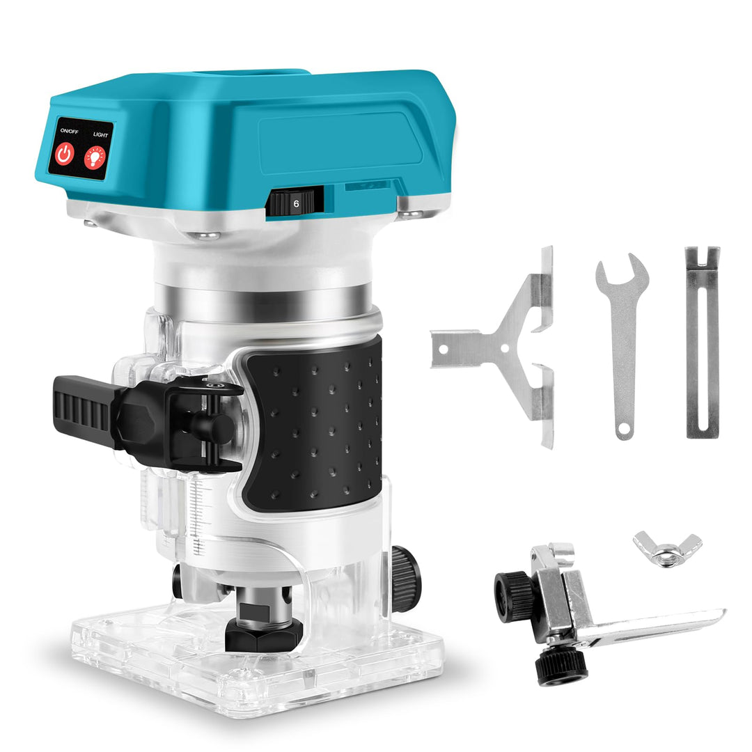 Akku Oberfräse für Makita 18V Akku, 1300W Oberfräse Trimmer Einhandfräse, Bürstenloser Motor, Elektr