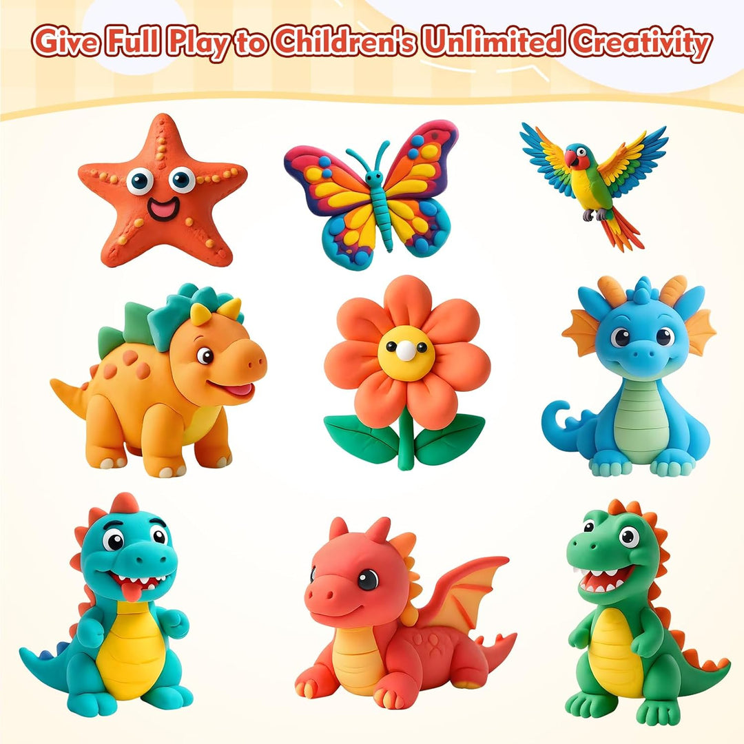 36er Pack Knete Set für Kinder, Kinderknete, Knetmasse für Fantasievolles und Kreatives Spielen, Kne