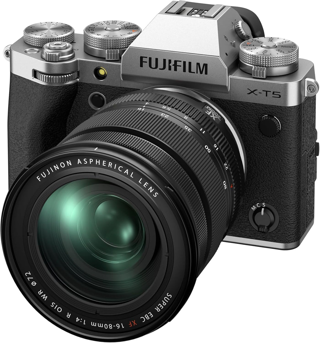 Fujifilm X-T5 Silber, FUJINON XF16-80mmF4 R OIS WR Objektiv Kit Silber XF16-80mm Kit (mit USB-C), Si