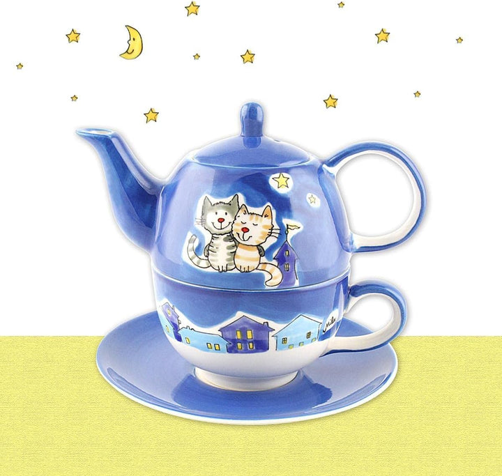 Mila Keramik Tee-Set: Tea for One, NachtKatzen | MI-99425 | 4045303994256