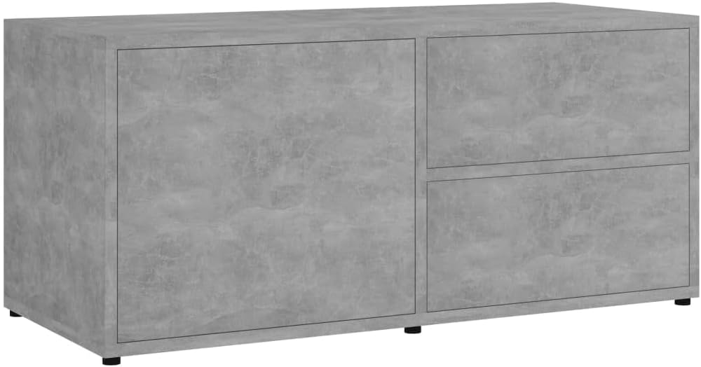homiuse TV Board Betongrau 80x34x36 cm Holzwerkstoff Fernsehschrank Fernsehtisch TV Lowboard TV Komm