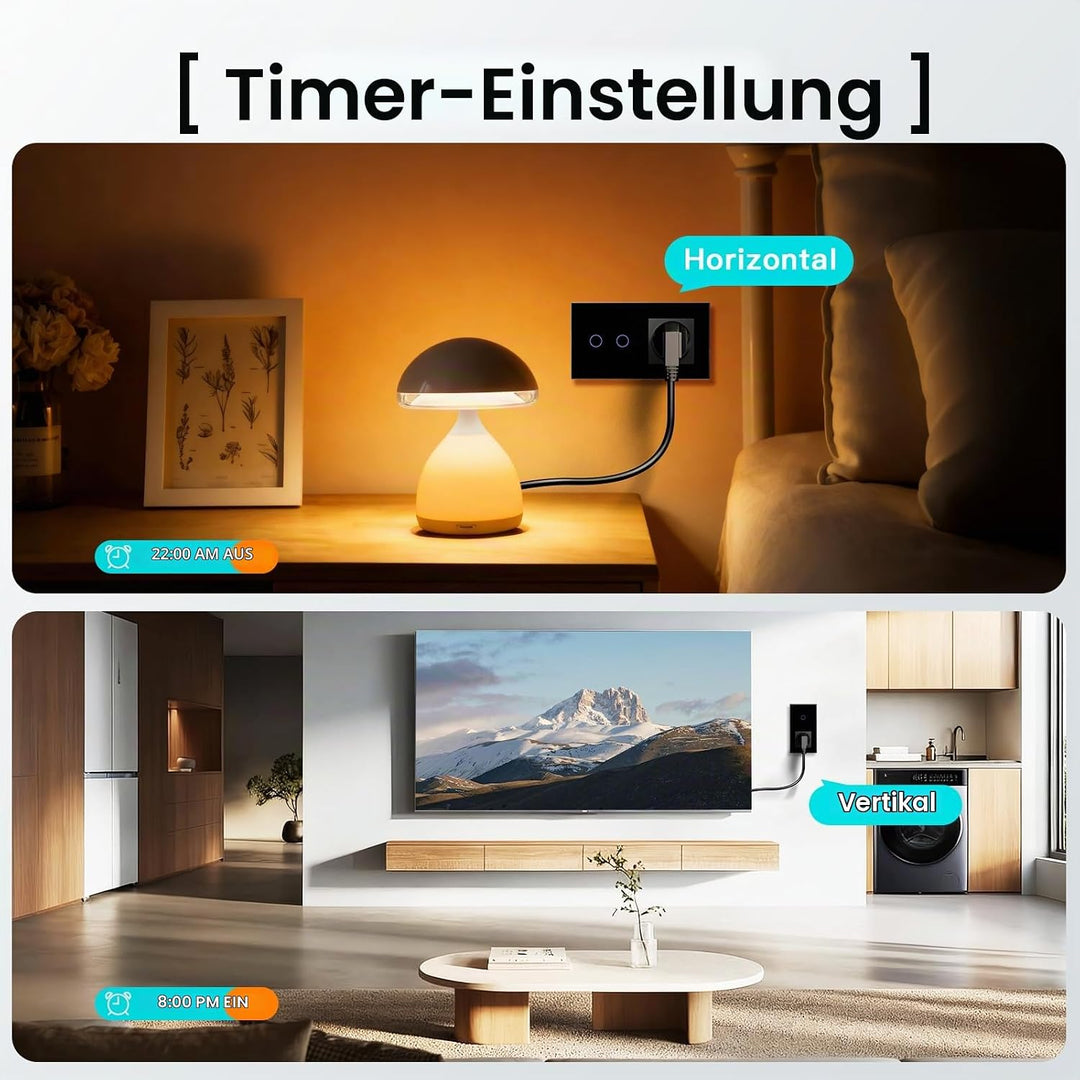 BSEED Normal Steckdose mit Smart Alexa Lichtschalter Kompatibel mit Alexa,Google Home, Glas Touchscr