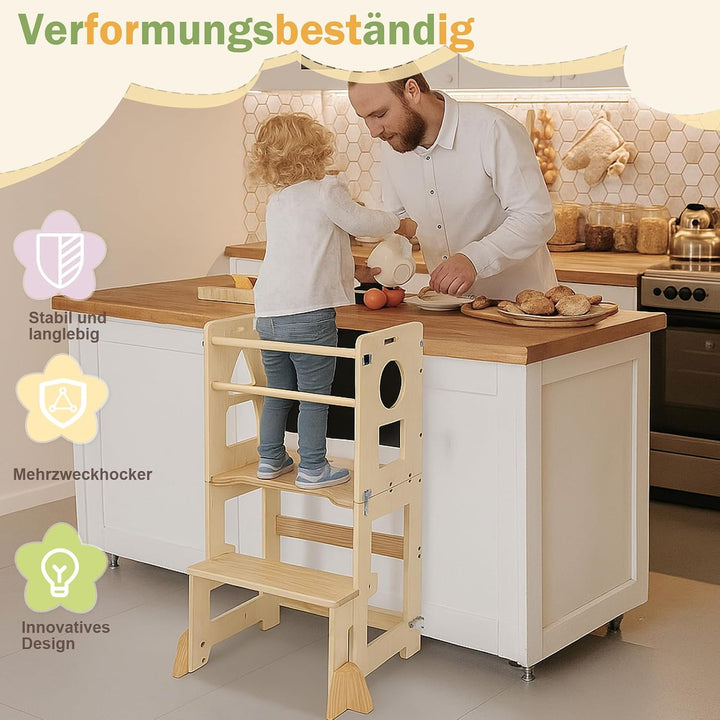 LEADZM Lernturm ab 1 Jahr，Lernturm Klappbar，Montessori Spielzeug ab 1 Jahr，Learning Tower，für Küche