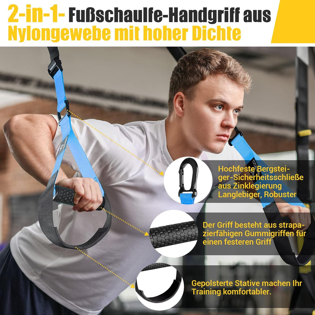 Schlingentrainer, Sling trainer für ein Ganzkörpertraining, Schlingentrainer für zuhause mit Grossem