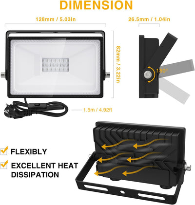 Onforu 2er 20W LED Schwarzlicht Strahler, IP66 Wasserdicht Schwarzlichtlampe, UV Fluter mit Stecker,