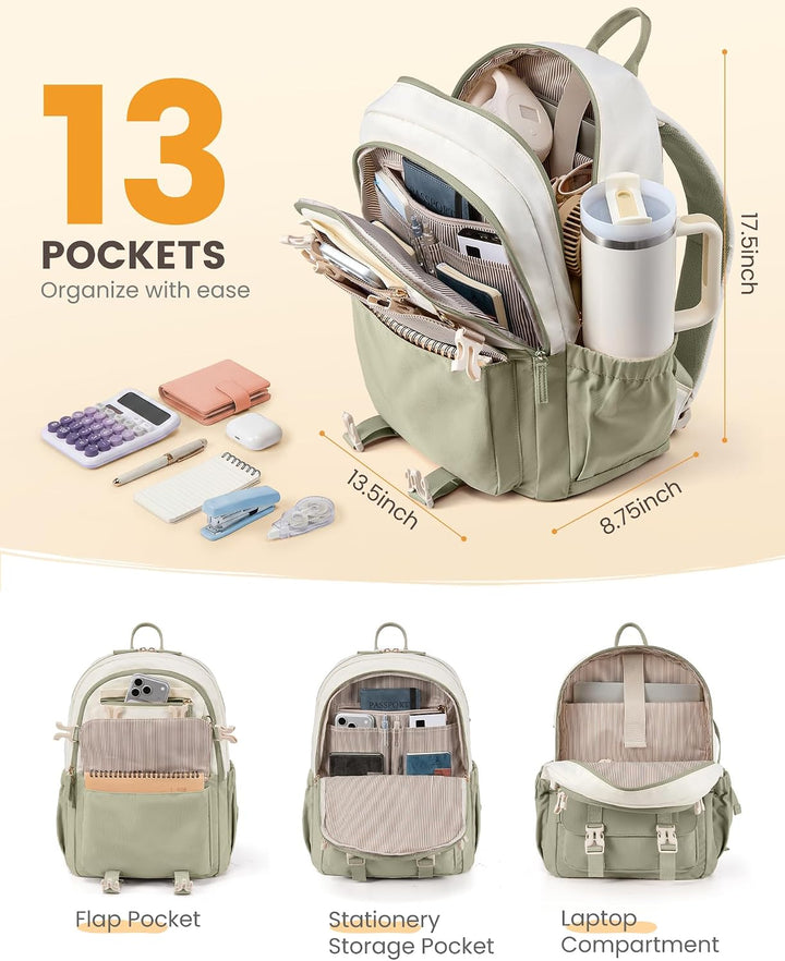 LOVEVOOK Schulrucksack Teenager Mädchen 10-18 Jahre, Rucksack Damen mit Grossem Flaschenfach, Multi-
