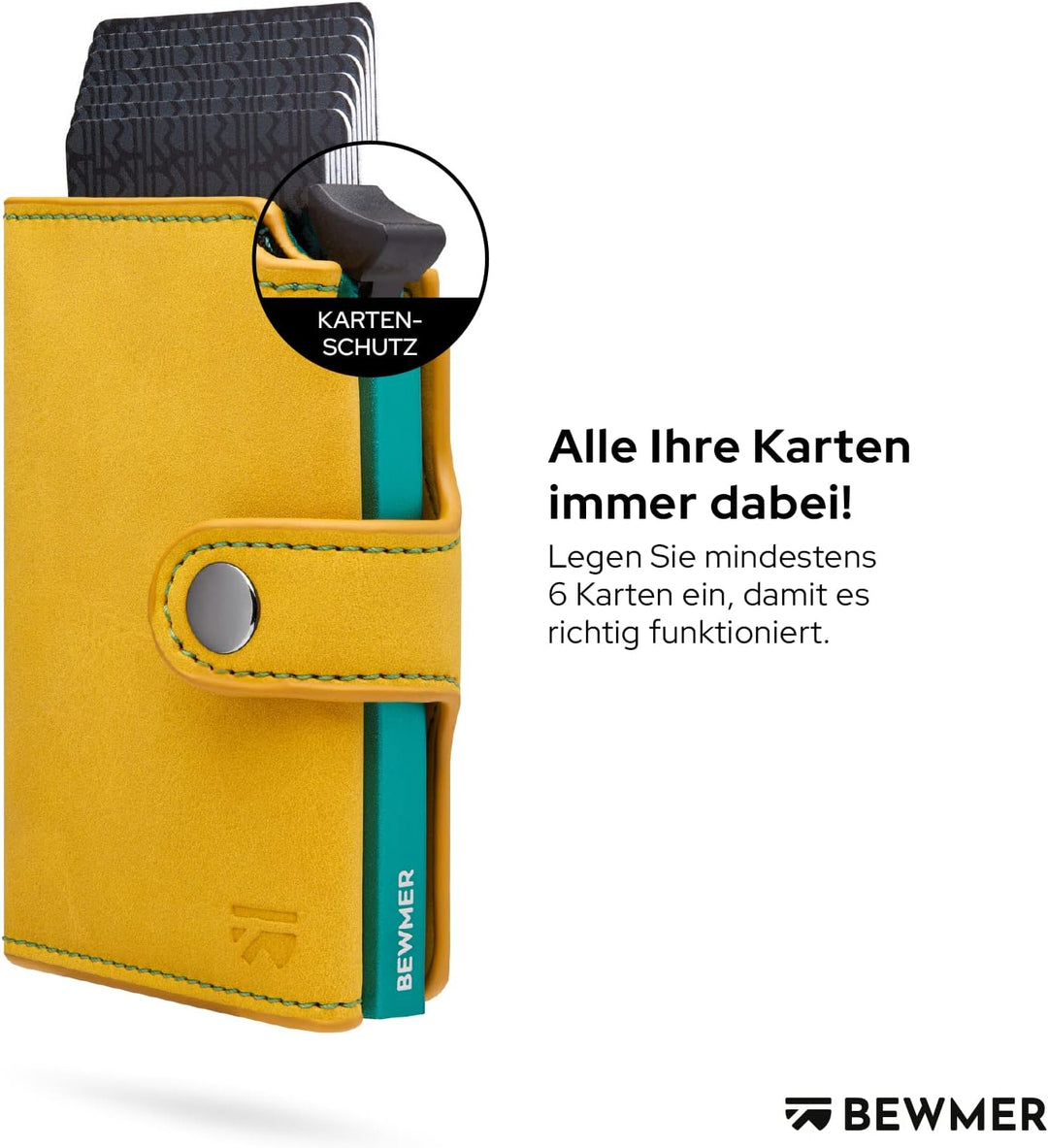 BEWMER 2 Shielded | Herren und Damen Slim Wallet mit RFID-Schutz Anti-Cloning | Kartenetui mit Münzf