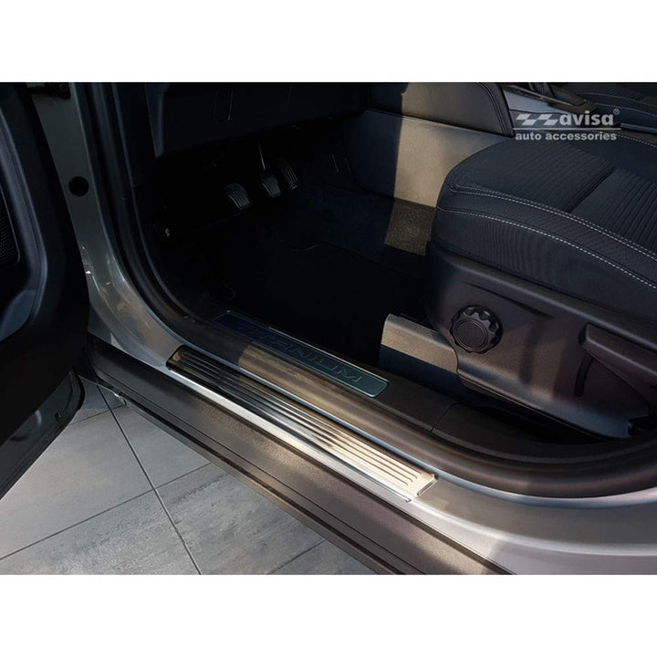Avisa Stainless Steel Door sill Protectors Compatible with Ford Kuga III 2019- 'Lines' - 4-Pieces
