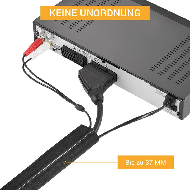 TPFNet 3er Pack Premium Neopren Kabelschlauch | 1,5m lang | 37 Ø mm | schwarz + weiss | Kabelmanagem