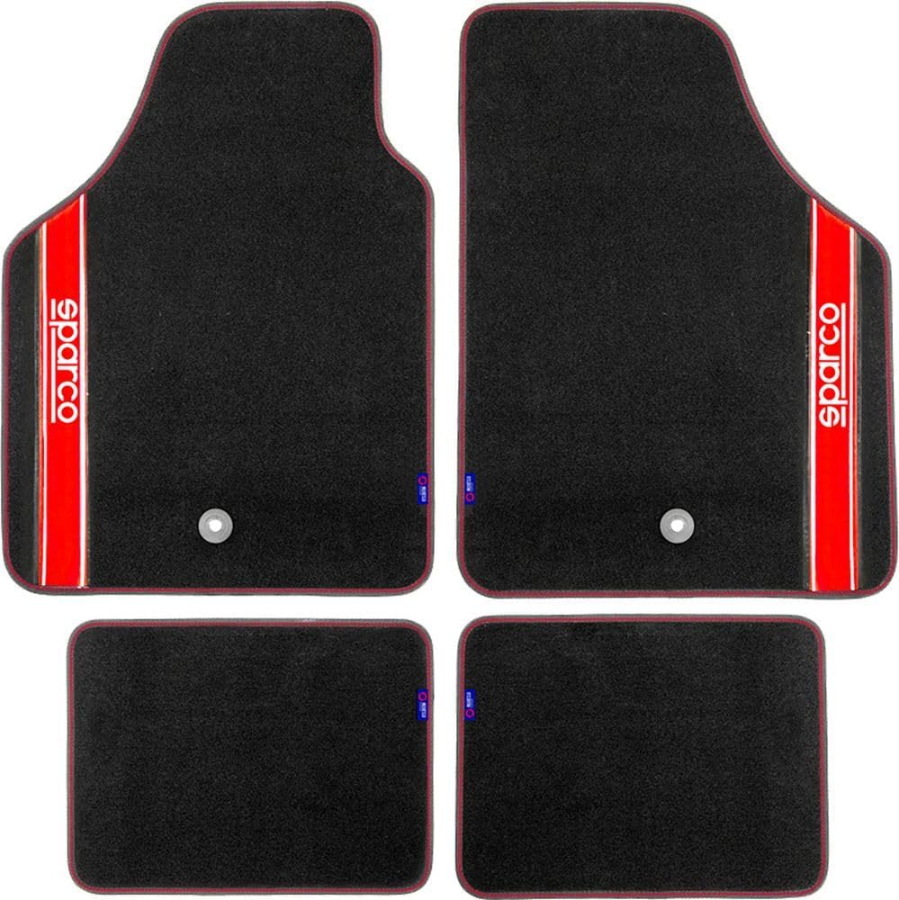 SPARCO 03763BRS Set mit 4 universellen Teppichen, Rot/Schwarz TEPPICH STRADA TEPPICH ROT, TEPPICH ST
