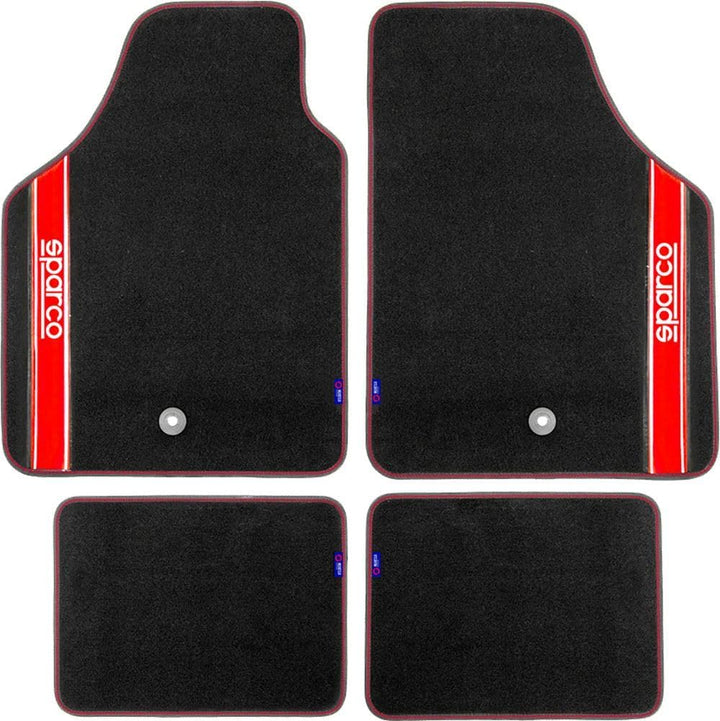 SPARCO 03763BRS Set mit 4 universellen Teppichen, Rot/Schwarz TEPPICH STRADA TEPPICH ROT, TEPPICH ST