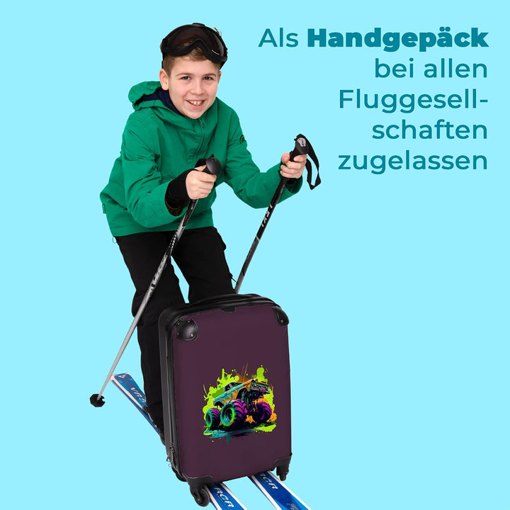 NoBoringSuitcases.com® Koffer Handgepäck Trolley Rollkoffer Kleine Reisekoffer mit 4 Rollen - Monste