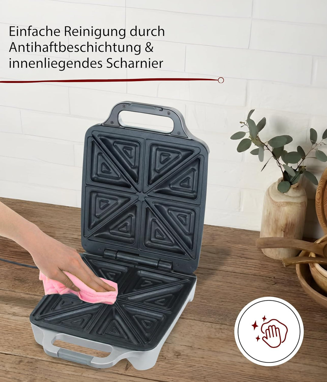 Cloer 6269 Sandwichmaker XXL / 1800 W / für 4 Sandwiches / American Toast / XXL-Füllung / optische F