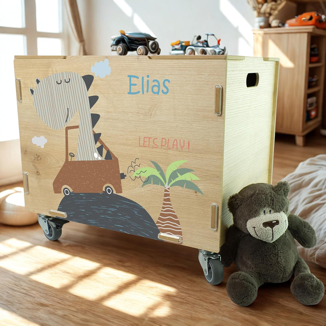Peronalisierbare Rollbox mit Dino Kinder-Motiv (33x45,5x34,5cm + 6cm Räder-Höhe) Kisten/Boxen person