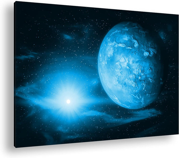 deyoli Dark Planet Mars in unserem Sonnensystem Format 80x60 Effekt: Monocrome Blau als Leinwandbild