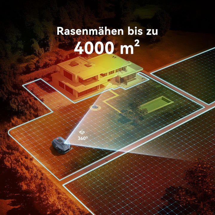 Neomow X Mähroboter ohne Begrenzungskabel, bis 4000㎡, 3D LiDAR SLAM+Vision Fusion Kartierung, Keine