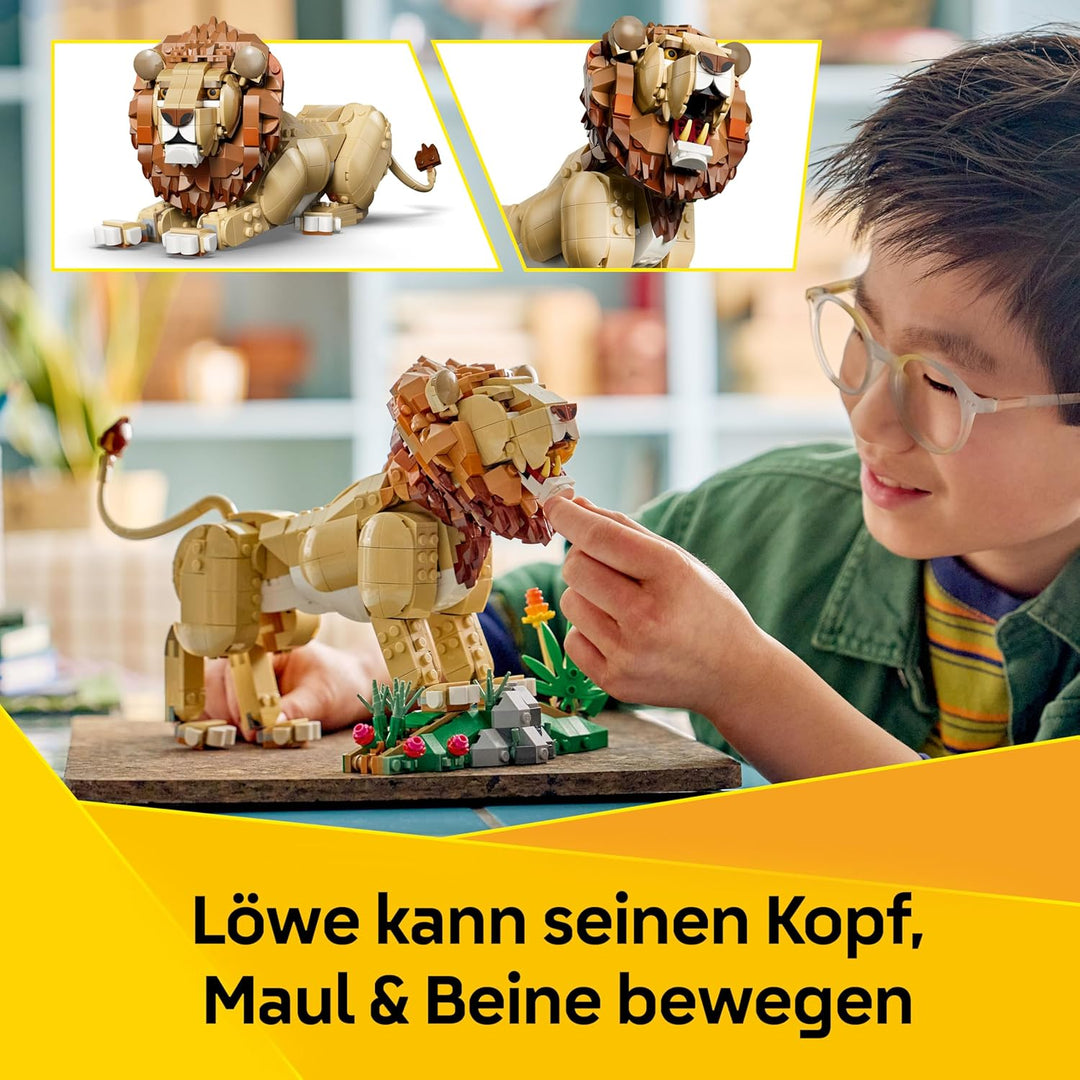 LEGO Creator 3-in-1-Set Wilde Tiere: Majestätischer Löwe - Bauset für Kinder ab 9 Jahren - Löwe, Löw
