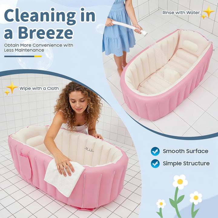 Aufblasbare Badewanne, Tragbare Reise Baby Säugling Badewanne Faltbare rutschfeste Duschbecken mit L