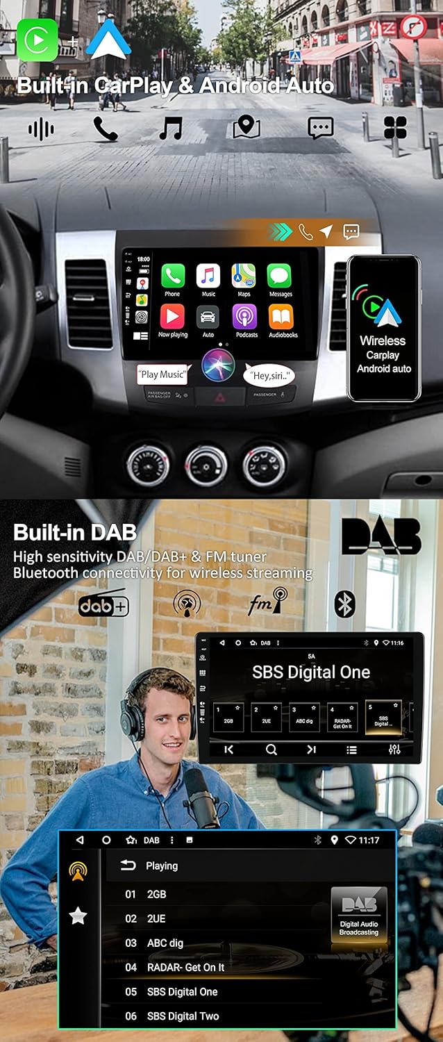 JOYX - Android 13 IPS Autoradio Passt für Mitsubishi Outlander (2008-2015) - Eingebaut DAB/DSP/Carpl