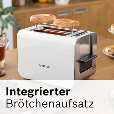 Bosch Toaster Styline TAT8611N, integrierter Brötchenaufsatz, Liftfunktion, Auftaufunktion, Abschalt