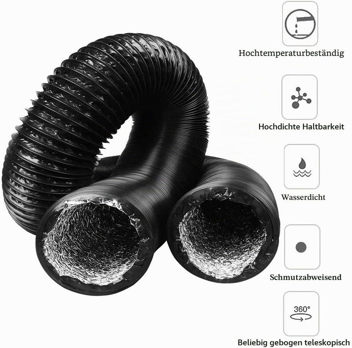 Lüftungsschlauch Abluftschlauch Aluflexrohr PVC Ablufttrockner - 100mm Alu-Flexschlauch Flexrohr Luf