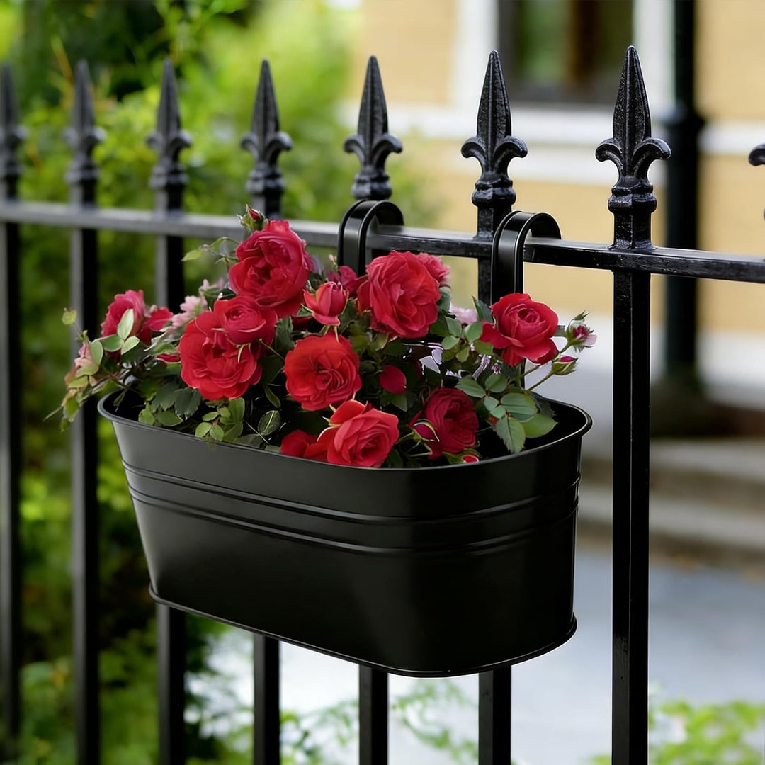 RIOGOO Hängende Blumentöpfe Metall Eisen Gartentöpfe Balkon Pflanzgefässe Metalleimer Blumenhalter W
