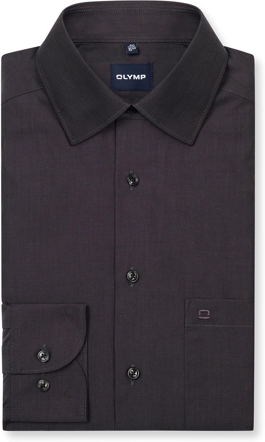 OLYMP Luxor Comfort fit Hemd Langarm New Kent Kragen Chambray Flieder 42 Anthrazit, 42 Anthrazit